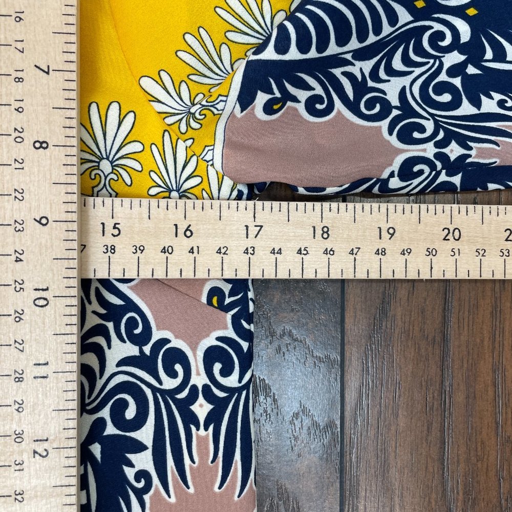 J. Crew Dress 0 Yellow Navy Blue 3/4 Sleeve Gallery Printed Shift Women's - Picture 8 of 12